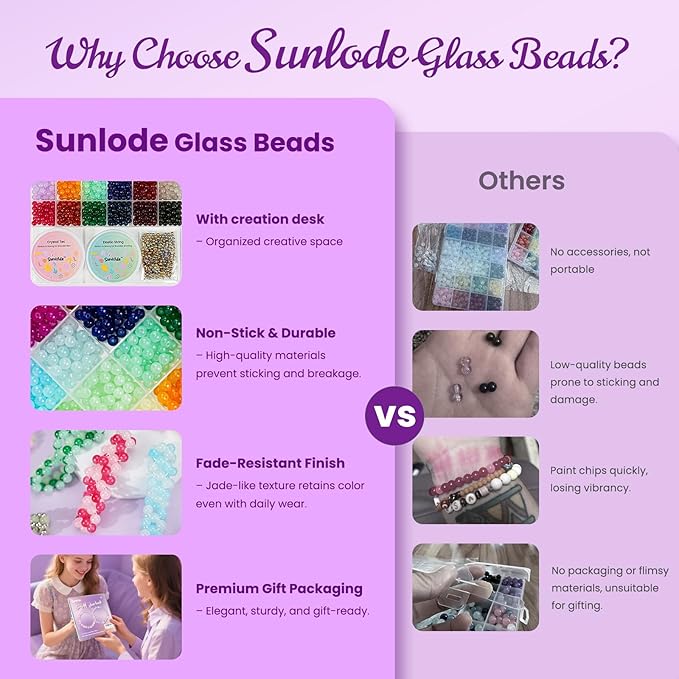 Sunlode Glass Beads for Bracelets 1400pcs Bracelet Making Kit 6mm Glass Bead for Jewelry Making Bracelet Beads 24 Colors Crystal Beads Adult Jewelry Making Supplies Round Glass Beads for Crafts