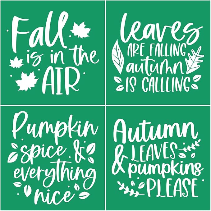 Fall is in the Air Silk Screen Stencils Reusable Self Adhesive Chalk Mesh Stencils Autumn Silkscreen Transfers for Painting on Wood,Craft,DIY Farmhouse Screenprinting Starter Kit for Chalk Paste