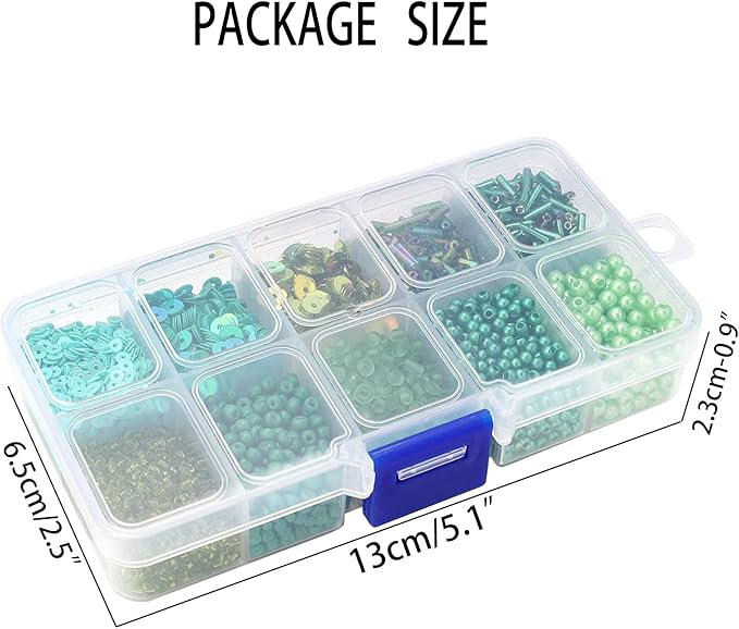 Assorted Bead for Jewelry Making, Glass Seed Bugle Tube Beads Loose Sequins Multiple Sizes for Crafts Sewing Jewelry Making