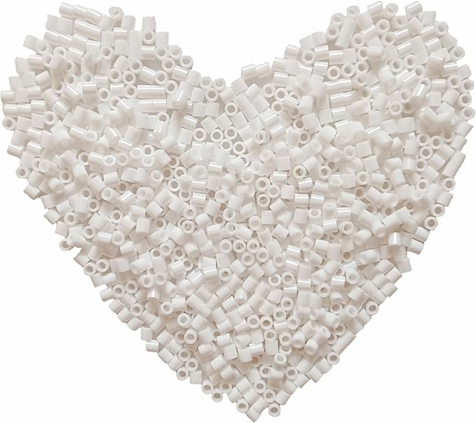 yowamho 1000pcs fuse beads - 5mm white melting beads for crafts, hama bead bulk refill kit.