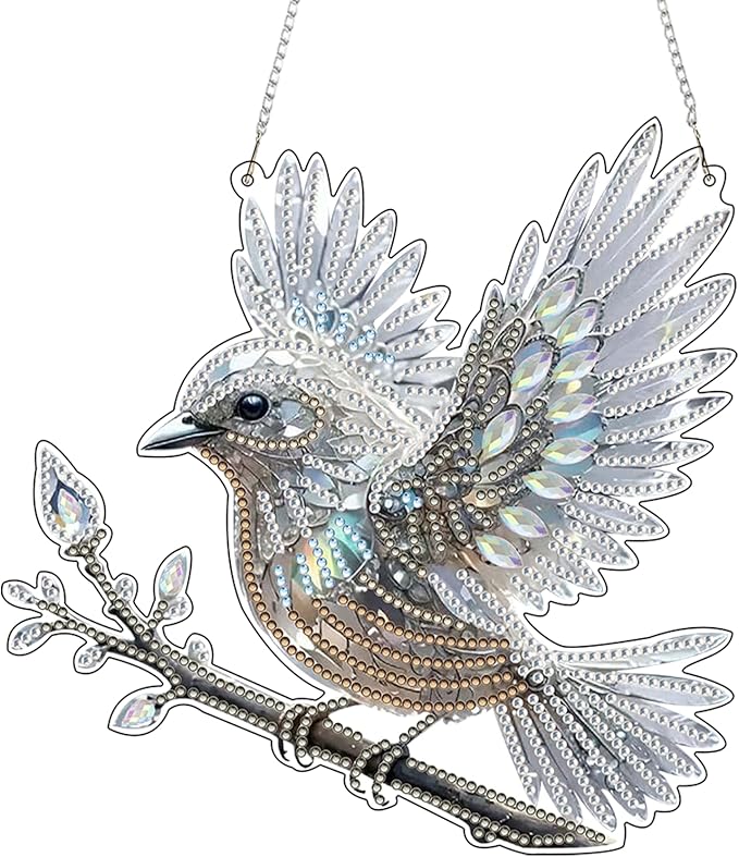 ARPADAMO Hanging Diamonds Art kit for Adult,DIY Bird Pendant Diamonds Painting Art Kit, 7.8x7.8 inch Acrylic Diamonds Painting Board Kit Ornament, Special Crystal Diamond Hanging Ornament