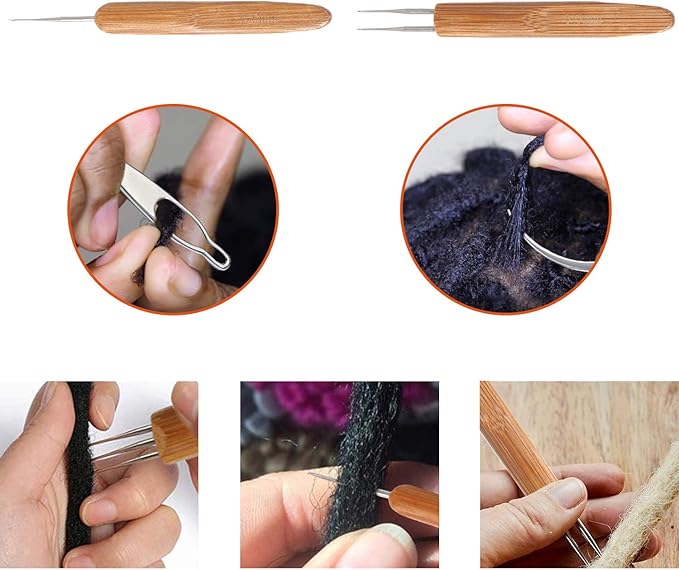 AUGSUN Dreadlock Crochet Hook Tool,Braid Hair Dreadlocks Needle Weaving Crochet for Braid Craft (0.75mm)