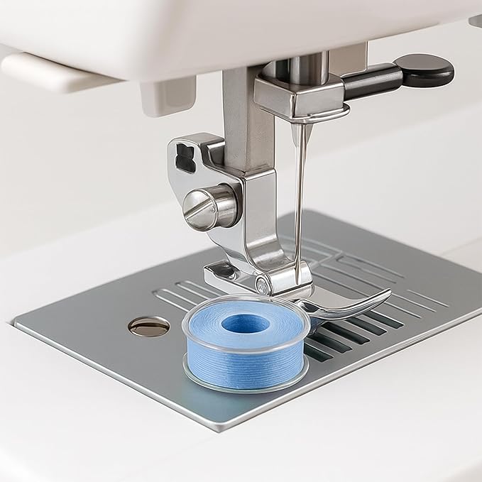 Mandala Crafts 144 Light Blue SA156 Prewound Bobbins for Singer Sewing Machine -15J SA156 Prefilled Bobbin Thread for Brother Sewing Machine and Embroidery