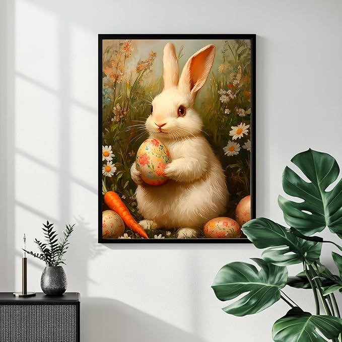 Mandun Easter Rabbit Paint by Numbers for Adult, Easter Rabbit Paint by Numbers Kit for Adults Beginners, DIY Acrylic Painting on Canvas for Home Wall Art Decor Gift 16x20Inch
