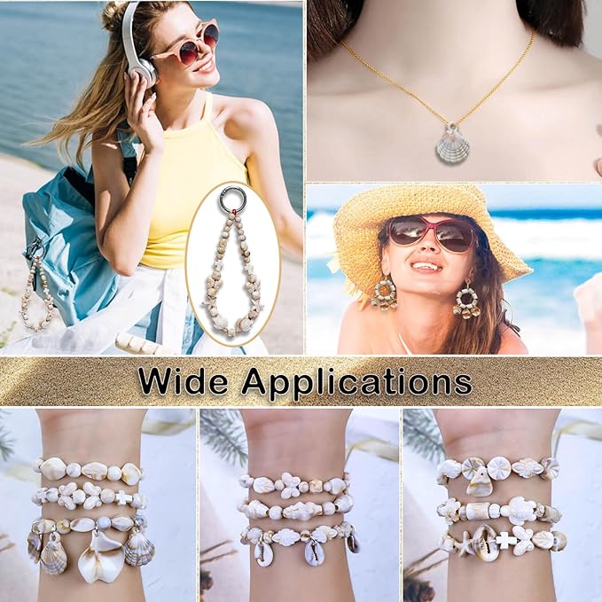 680+Pcs Ocean Beads for Bracelets Making Kit, Imitation Boho Ocean Beach Shell Bead Charms Starfish Beads Summer Sea Dangle Pendant for Jewelry Making Necklace Earring Bracelet Anklet DIY Craft