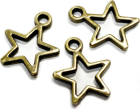Heather's cf Celestial Beads Moon Charms Pendant Jewelry Making Earrings Necklace Bracelet Kit Findings Jump Rings Lobster Clasp Vintage Finish Plated Non Tarnish Look (Silver Star, 79-150Pcs)