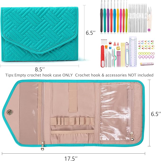 Crochet Hook Case - Foldable Organizer for Knitting & Crochet Supplies - Knitting Accessories