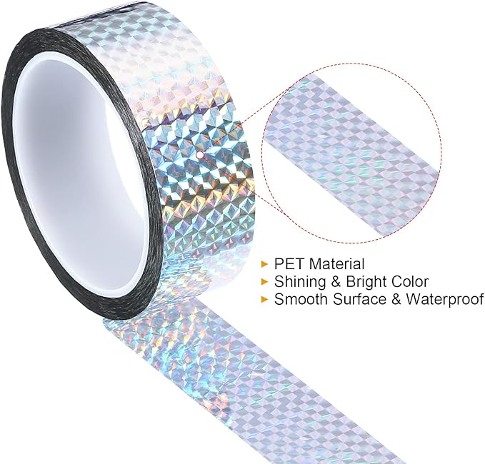 PATIKIL Prism Tape 1.4 Inch x 55 Yards, Holographic Metalized Reflective Adhesive for Detailing Accent Wall Decor Art, Silver