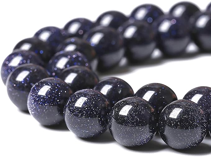 90PCS 8mm Blue Sandstone Gemstone Beads Beads Natural Stone Round Loose Beads for Jewelry Making DIY Bracelet Necklace 32" 2 Strands