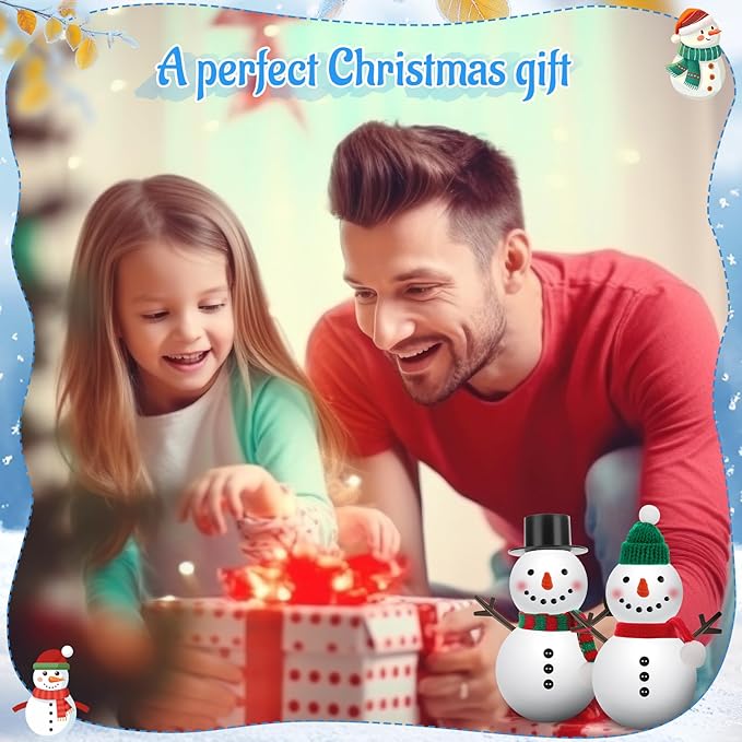 Guiqulai 520 PCS Snowman Craft Kit Snowman Hats for Crafts Christmas Carrot Noses Buttons Mini Black Magician Hats Knit Scarves Trigeminal Hand for Winter Christmas Supplies Decor, Excluding Snowmen