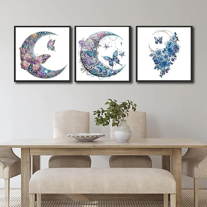 CZYWJMEI 4pack 5D Diamond Painting Kits for Adults Beginners,DIY Moon Special Shape Diamond Art Kits,Full Round Drill Diamond Dot Gem Art Kits,Home Wall Decor 12x12Inch