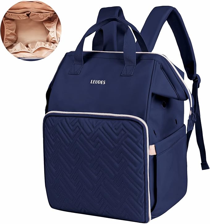 Leudes Knitting Bag Backpack,Yarn Storage Organizer Large Crochet Bag Tote Christmas Gift Yarn Holder Case for Carrying Projects,Knitting Needles (Navy Blue)