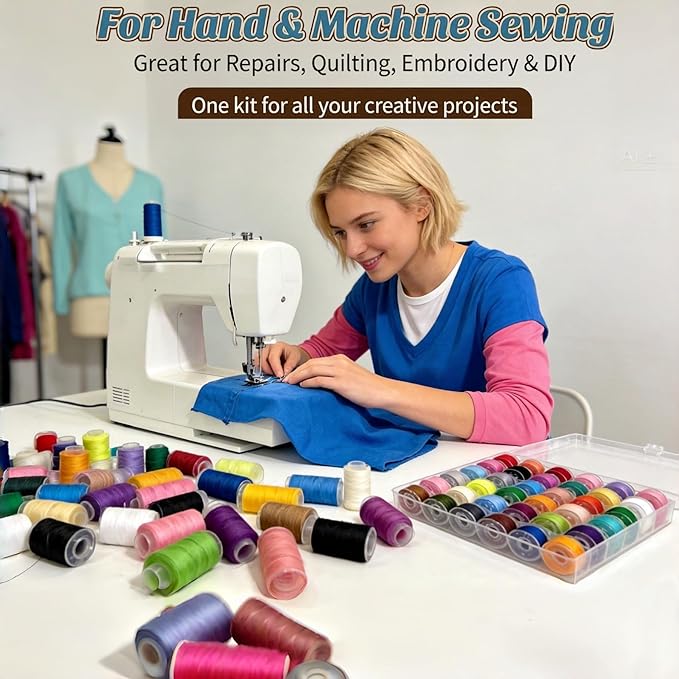 VIZOSHI Sewing Thread Kit with Prewound Bobbins, 72PCS 36 Colors Polyester Thread Set, 400 Yards per Spool, for Sewing Machine & Hand Sewing, Quilting, Embroidery, Repairs, DIY Crafts