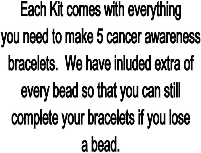 Hidden Hollow Beads DIY Craft Beading Kit, Everything to Make Cancer Awareness Bracelets, Uses Wire, Crimps and Clasps, Fundraising and Gifts (Brain Cancer - Grey - Makes 5)