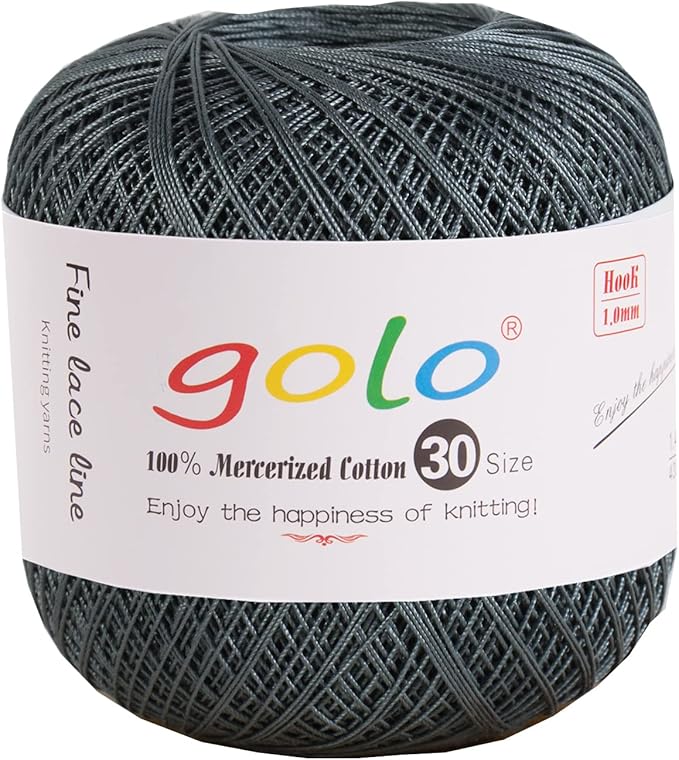 golo Crochet Thread Size 30 Yarn for Hand Knitting Silver Grey 196