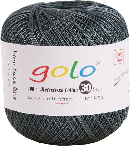 golo Crochet Thread Size 30 Yarn for Hand Knitting Silver Grey 196