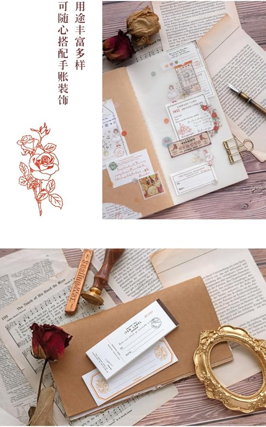 Alideco 400pcs Scrapbook Paper Vintage Simple Border Scrapbooking Paper for Journaling Supplies, Decorative Craft Paper for Junk Journals (boerweizhizhuangyuan)