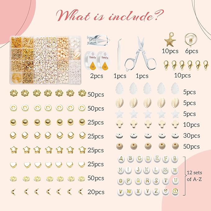 Lynnmos Clay Beads Bracelet Making Kit - 15000 Pcs, 6mm Heishi Disc Beads - DIY Jewelry Making Kit with 2 Boxes, Charms, and Gift Pack for Creative Designs and Crafting Fun