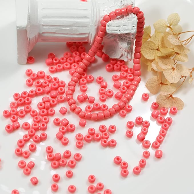Bala&Fillic Peach Color 4mm Seed Beads About 1200pcs/100Grams in Bag, 6/0 Glass Craft Beads for Making Bracelet and Necklace (Peach)