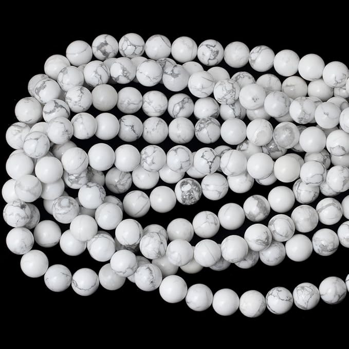 cheavian 10mm 35pcs natural white howlite gemstone round loose stone beads for jewelry making diy crafts design 1 strand 15"
