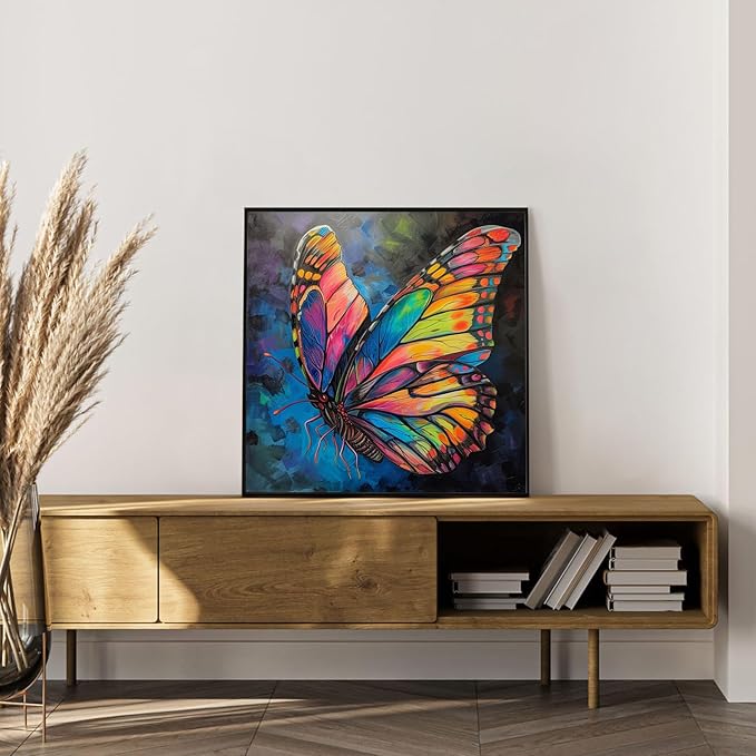 Framed Paint by Numbers Kit for Adults Beginner Butterfly, Adult Paint by Number Kits on Canvas Framed, DIY Acrylic Oil Painting by Numbers with Frame, Butterfly for Home Decor Gift 10 X 10 Inch