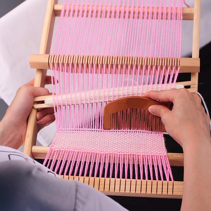 CYCHIRV Weaving Loom Kit, 15.2" H x 9.85" W Wooden Tapestry Looms, Warp Frame Loom Heddle Bar for Weave Board Weaver Tapestry Kids Beginner