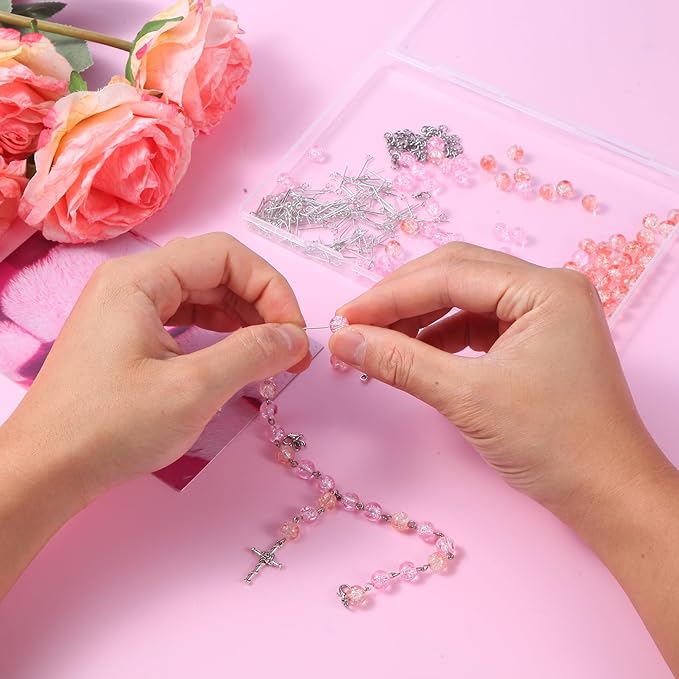 BINRANHS Catholic Rosary Making Kit for Adults Kids,DIY Wedding Rosary Jewelry Necklace Making Kit,804pcs Rosary Making Kits,Rosary Prayer Making Supplies First Communion Necklace Set