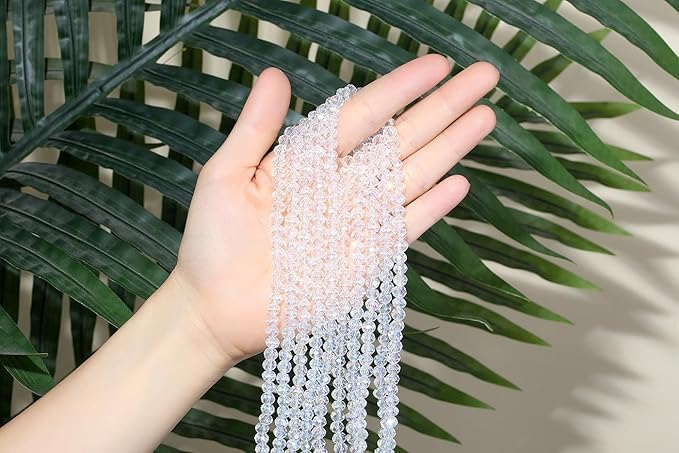 DUQGUHO Glass Beads,500 Pcs Crystal Beads Clear Beads for Jewelry Making Colorful Loose Beads Bulk Glass Beads for Bracelets 6/8mm AB Color