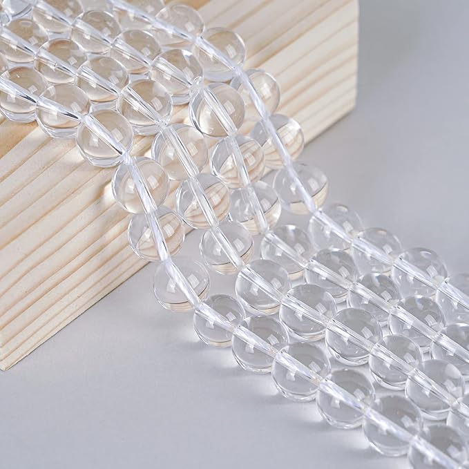 6mm Natural Clear Quartz Round Bead - 60PCS Bulk Gemstone Beads for Jewelry Making, DIY Bracelets, Necklaces - Includes Crystal Stretch Cord - Stone Beads for Crafting Gifts