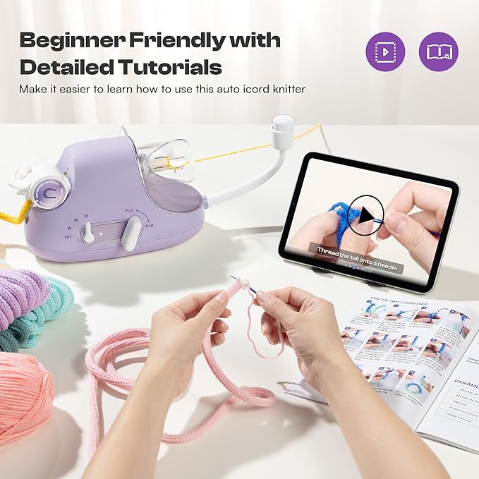 Caydo Automatic i Cord Knitting Machine Pro, Electric iCord Knitter for Fast DIY Handmade Crafts, Hands-Free Yarn Knitter to Make Flower Handicrafts & Romantic Gift, Ideal Present for Crocheters