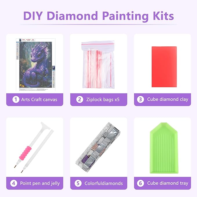 SENQAO Dragon Diamond Painting Kits for Adults, Dragon Diamond Art Kits Animal Diamond Art with Full Drill Round Diamonds, Dragon Diamond Dots Art Kits for Home Wall Decor 12X16inch