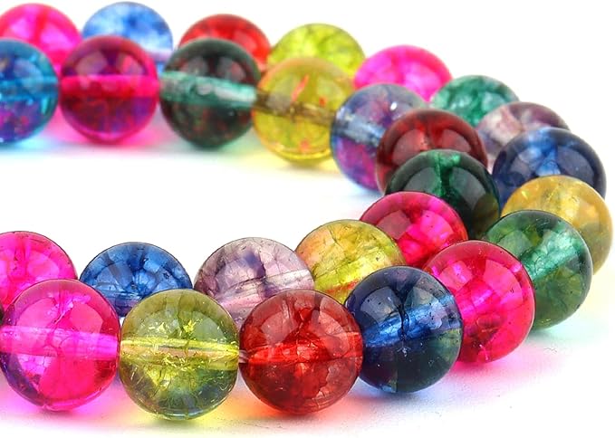Crystal Round Beads for Jewelry Making - 6mm Glass Beads for Bracelets(58-60pcs, Tourmaline Crystale)