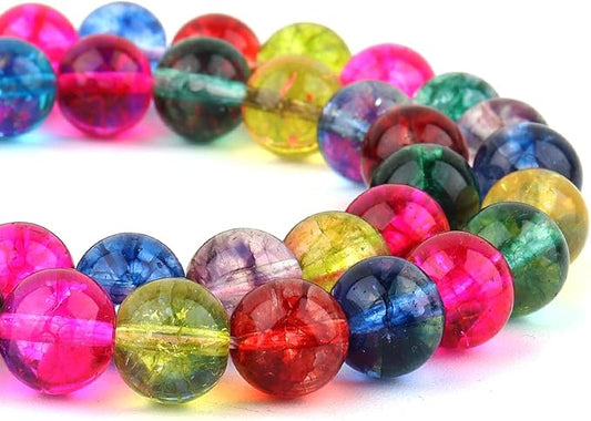Crystal Round Beads for Jewelry Making - 8mm Glass Beads for Bracelets(45-47pcs, Tourmaline Crystale)