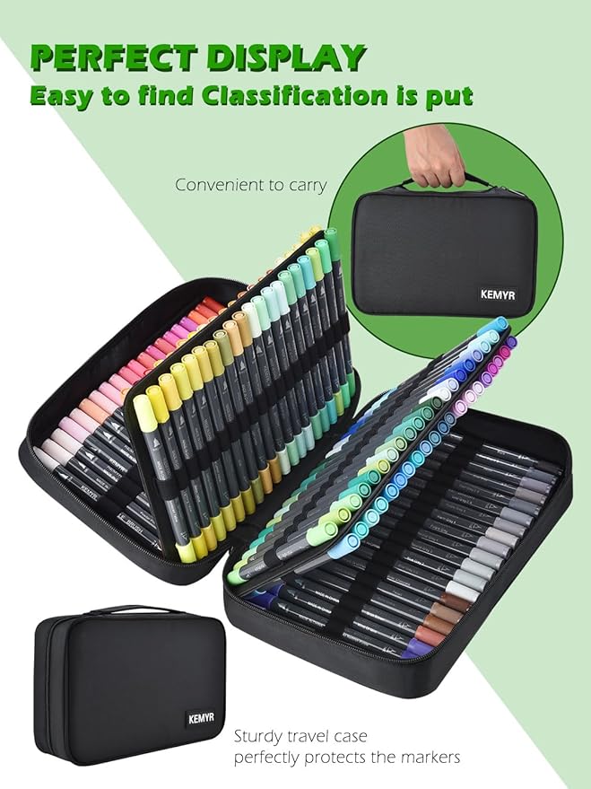 Markers for Adult Coloring Books: 120 Color Dual Tip Fine & Brush Pens Water-Based Coloring Marker for Adults Drawing Sketching Bullet Journal Writing Lettering No bleeding