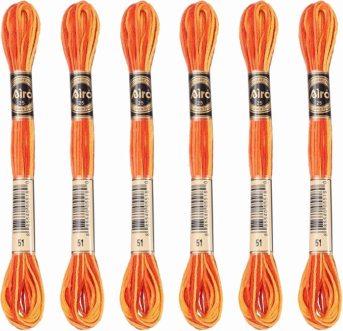 PATIKIL 6 Skeins Embroidery Floss, Polyester Embroidery Threads Bracelets String for Cross-Stitch Hand Embroidery, Orange