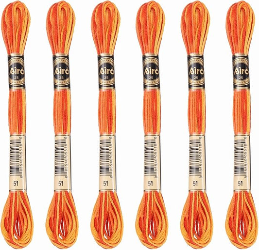PATIKIL 6 Skeins Embroidery Floss, Polyester Embroidery Threads Bracelets String for Cross-Stitch Hand Embroidery, Orange
