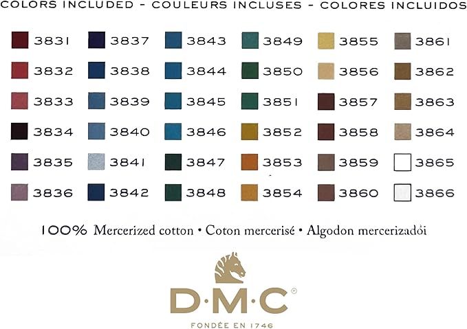 DMC Embroidery Floss, Anniversary Collection Pack. 36 Colors Cotton Embroidery Thread Bundle with Hand Embroidery Needle Size 18. Premium Cross Stitch String Set. Yarn Kit, DMC Mouline Threads.