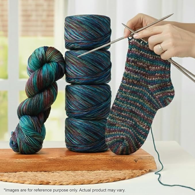 KnitPro Symfonie Fingering Weight Hand Dyed Variegated Yarn Skein | Extra Fine Merino Wool & Polyamide Blend for Knitting & Crocheting, Oeko-TEX Certified 400m, 100g | Terra Tropical Seascape