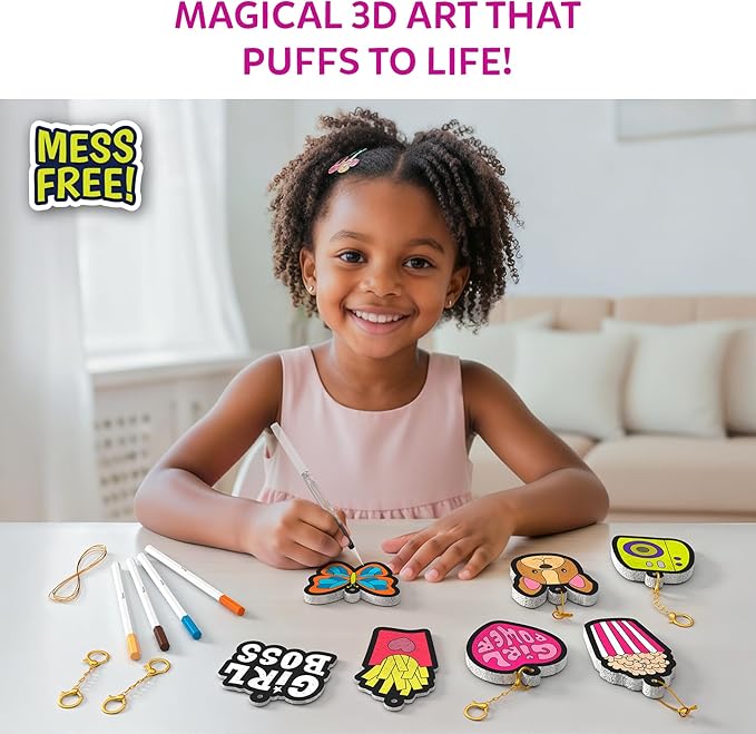 Skillmatics Aqua Puffs – 3D Art Kit, Girl Power, Mess-Free Paint by Number Craft for Kids, DIY Color & Inflate Activity, Travel Toys & Creative Gifts for Girls Ages 4, 5, 6, 7, 8, 9, 10