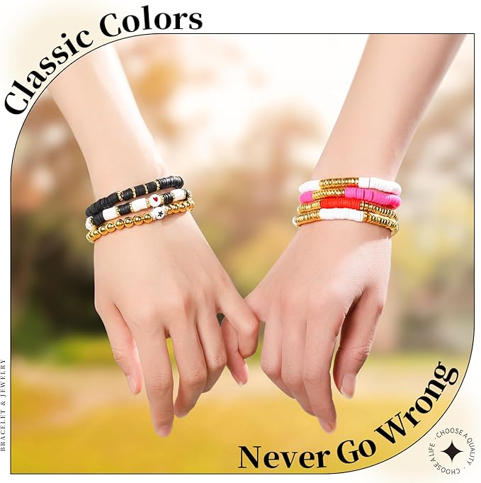leobro clay beads bracelet making kit, 3524pcs white & black & gold beads for bracelets, adults jewelry making
