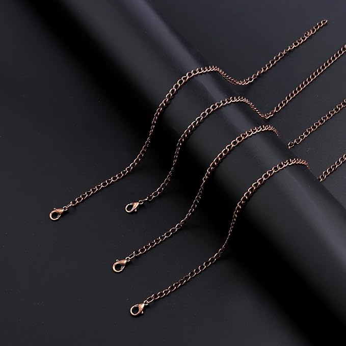 Lemonkey 33 Feet Metal Red Copper Necklace Chains Curb Links Chains Bulk for Jewelry Making DIY Craft Kit with Lobster Clasps Jump Rings