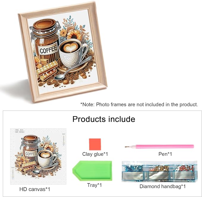 AiYuanzsh 5D Special Shape Diamond Art Kits for Beginners, Diamond Art Painting Kits for Adults, Crystal Rhinestones Diamond Art Painting for Home Wall Decoration Gift 12×12 inch, Coffee