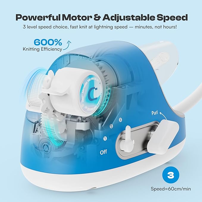 Caydo Automatic i Cord Knitting Machine Pro, Electric i-Cord Knitter with Powerful 3-Speed Adjustable, Hands-Free Highly Efficient Yarn Knit Helper, Crochet iCord Maker Tool for Fast DIY Craft Project