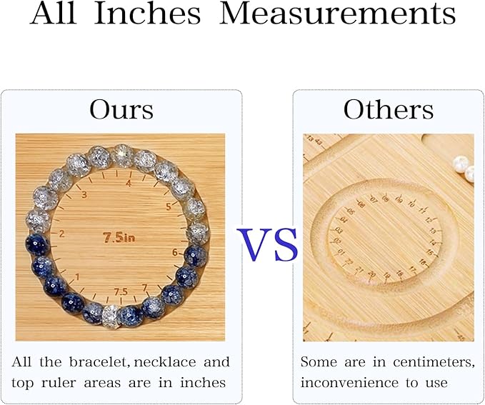Favonuovy Bead Boards for Jewelry Making Bamboo Bracelet Measurement Board 4.5" 5" 5.5" 6" 6.5" 7" 7.5" All in Inches Beading & Jewelry Making Trays Mats Wooden Bracelets and Necklace Design Board