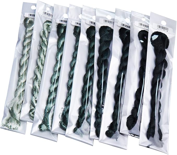 Natural 100% Silk Thread, Handmade Embroidery Thread Silk Floss 9 Colors 110m Each (43)