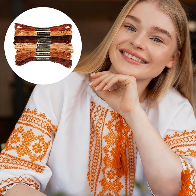8 PCS Brown Embroidery Floss Thread Variegated Floss Friendship Bracelet String Threads Bulk Embroidery Thread Flosses Cross Stitch Threads for Jewelry Making Sewing Bracelet Stitching Knitting Craft