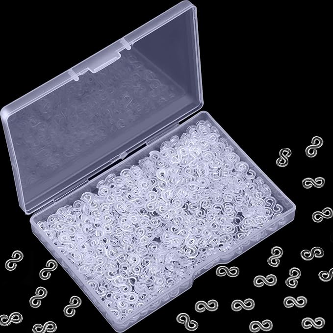 Mudder 300 Pieces Rubber Band S Clips Loom Band Clips Plastic Connectors Refills for Loom Bracelets (Clear)