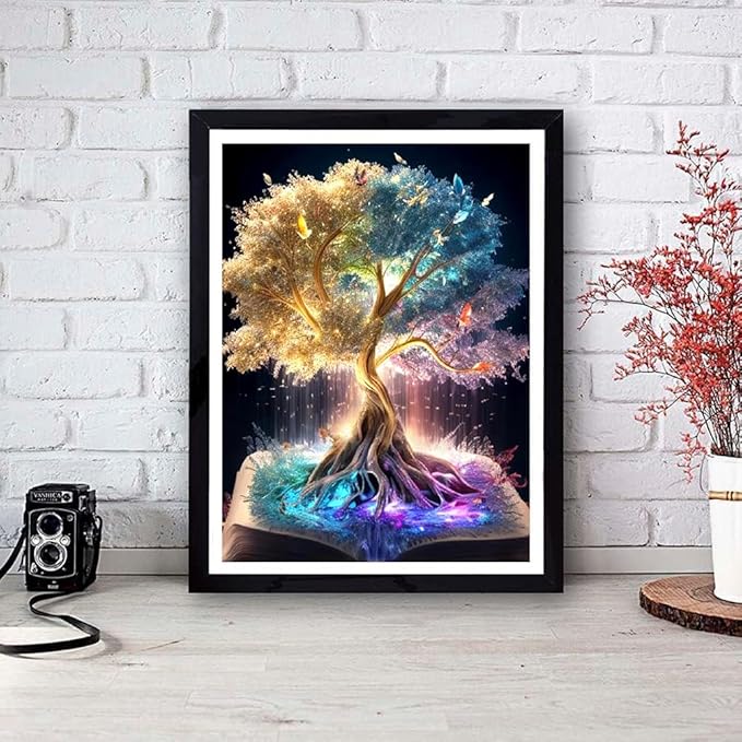 Tree of Life Stamped Cross Stitch Kits - Counted Cross Stitch Kits for Beginners Adults,11 CT Patterns Dimensions Embroidery Kits Arts Craft Kits,for Gift and Home Decor 12 x 16in