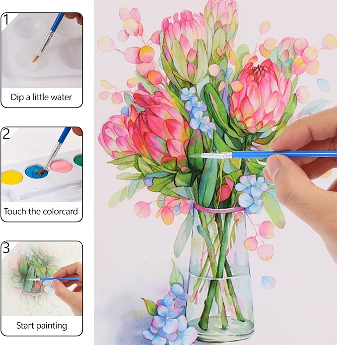 3 Pack Flowers Watercolor Coloring Books for Adult Teenager Watercolor Paint Book Water Color Paint Sets for Kids Coloring Books for Women Water Colors Paint Kids Pocket Hand Book Stocking Goodie Bag