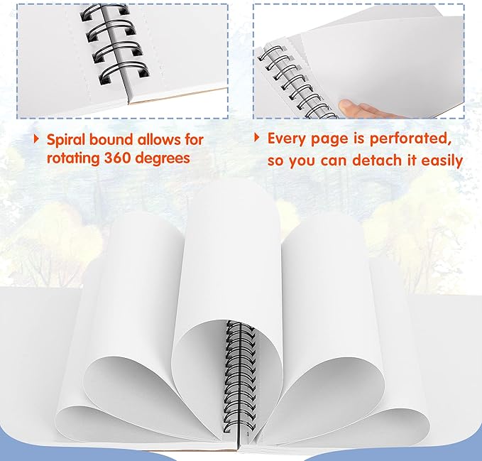 fixsmith 5.5"x8.5" sketch book | 160 sheets (68 lb/100gsm) | 2 pack sketchbooks | top spiral bound artist sketch pad | acid free drawing pad | ideal for kids,beginners,artists &painters | bright white